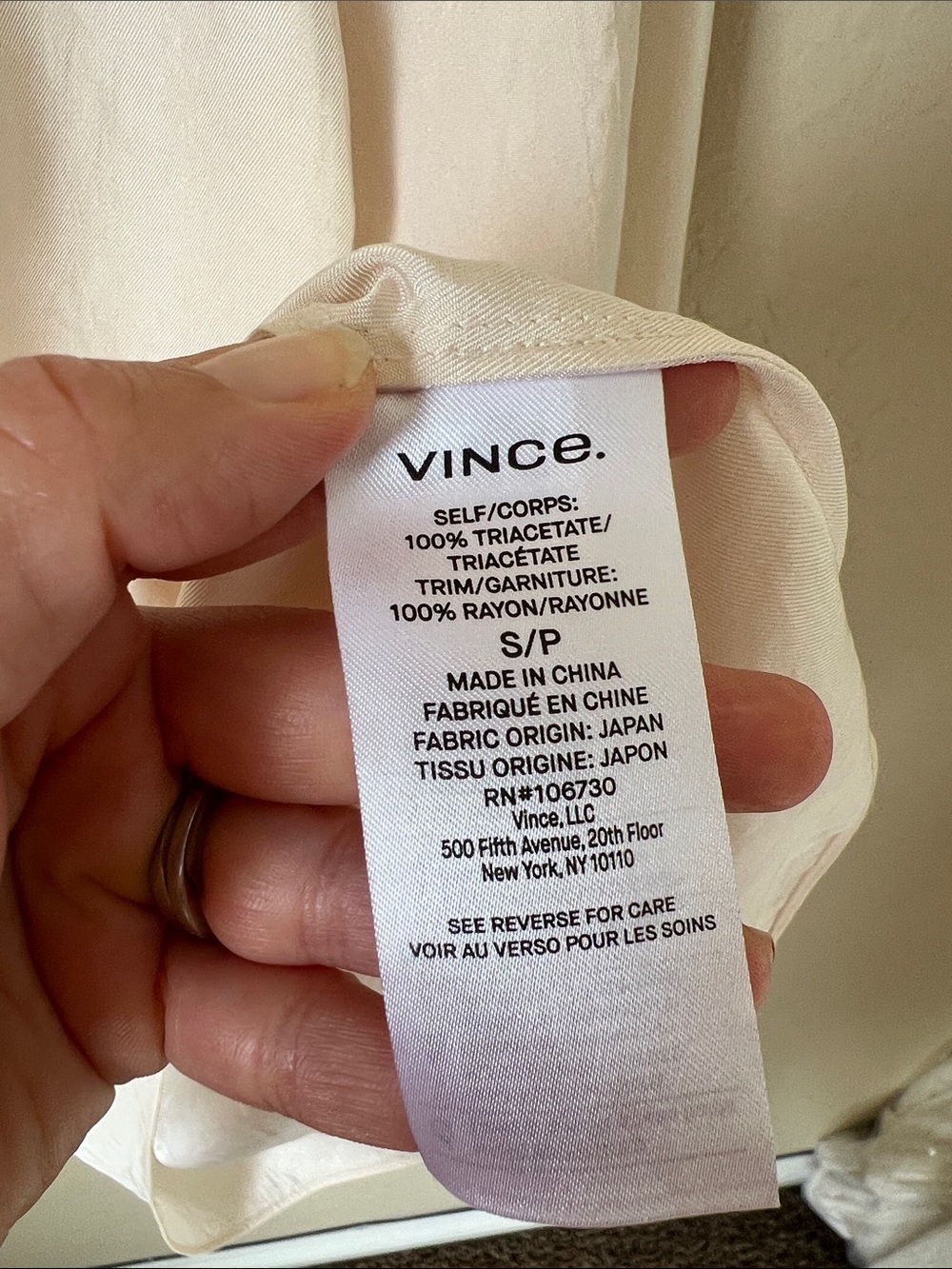 Vince cream long sleeve crew neck blouse S - Picture 6 of 8